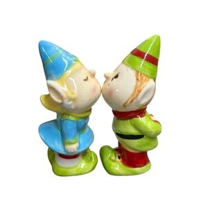 Vintage Kissing Little Elf Couple Salt and Pepper Shakers